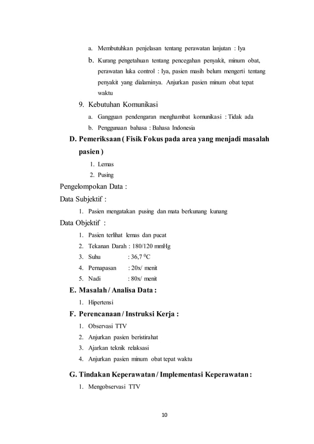 LAPORAN HASIL PRAKTIK KERJA LAPANGAN ASISTEN KEPERAWATAN