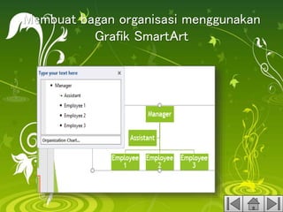 Membuat bagan organisasi menggunakan
Grafik SmartArt
 