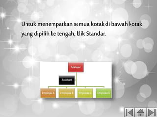 Untuk menempatkan semua kotak di bawahkotak
yang dipilihke tengah, klik Standar.
 