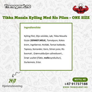 Tikka Masala Kylling Med Ris Pilau - ONE SIZE | PDF