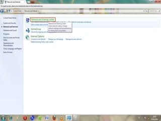  4. Kemudian Klik Network & Sharing Center
 
