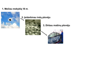   2. Įsidarbinau indų plovėju     3. Dirbau mašinų plovėju 1.  Me čiau mokyklą 18 m . 