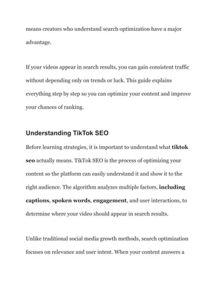 TikTok SEO Guide_ How to Rank Your TikTok Videos in Search | PDF