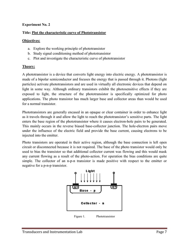 Transducer and instrumentation lab manual PDF