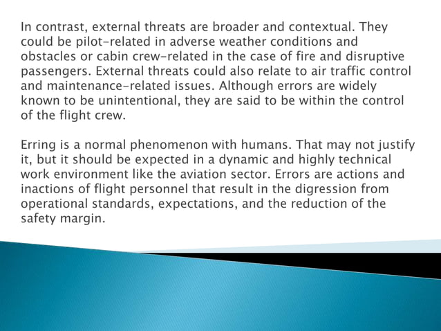 Threat and Error Management in Aviation | PPTX