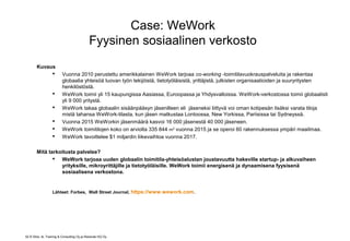 52 © Sitra, 4L Training & Consulting Oy ja Resolute HQ Oy
Case: WeWork
Fyysinen sosiaalinen verkosto
Kuvaus
 Vuonna 2010 ...