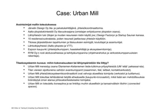 68 © Sitra, 4L Training & Consulting Oy ja Resolute HQ Oy
Case: Urban Mill
Avaintoimijat mallin toteutuksessa
 Järvelin D...
