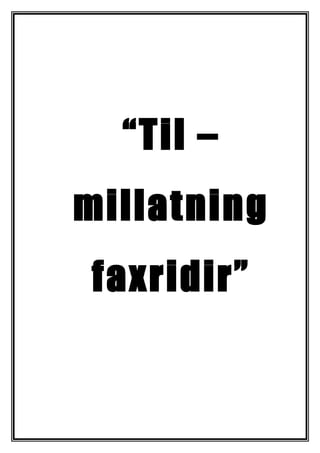 “Til –
millatning
faxridir”
 