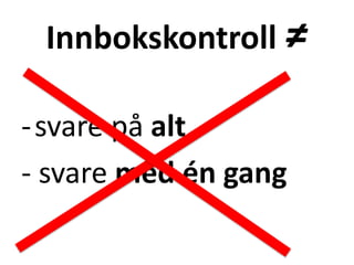 Innbokskontroll ≠
-svare på alt
- svare med én gang
 