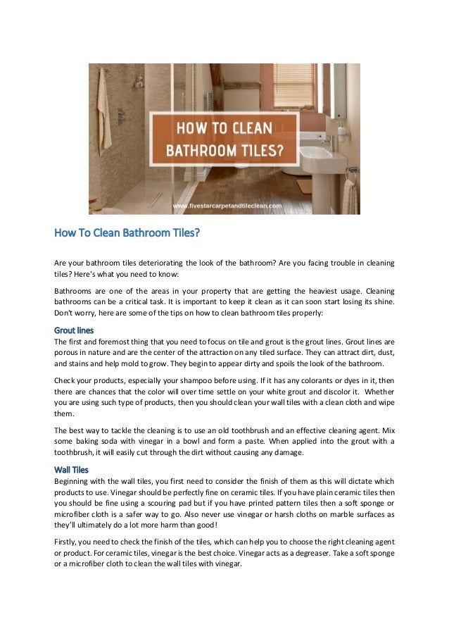 How To Clean Bathroom Tiles