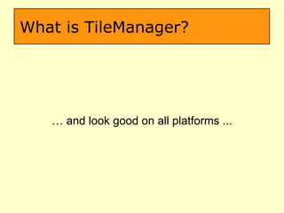 What is TileManager? …  and look good on all platforms ... 