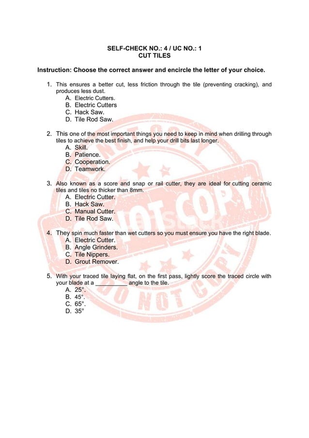 TILE SETTING NC II | PDF