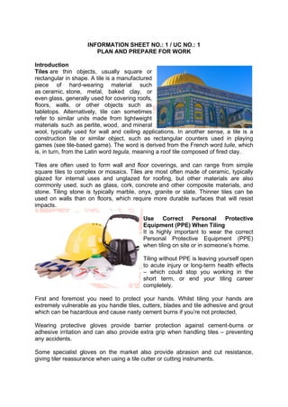 Tile Setting Put Plan.pdf TILE SETTING NC II | PDF