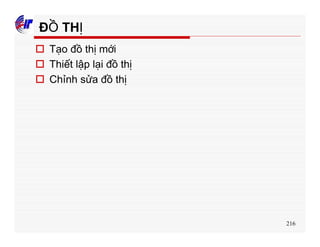 216
ĐỒ THỊ
o Tạo đồ thị mới
o Thiết lập lại đồ thị
o Chỉnh sửa đồ thị
 