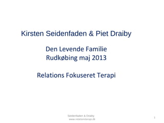 Kirsten Seidenfaden & Piet Draiby
Den Levende Familie
Rudkøbing maj 2013
Relations Fokuseret Terapi

Seidenfaden & Draiby
www.relationsterapi.dk

1

 
