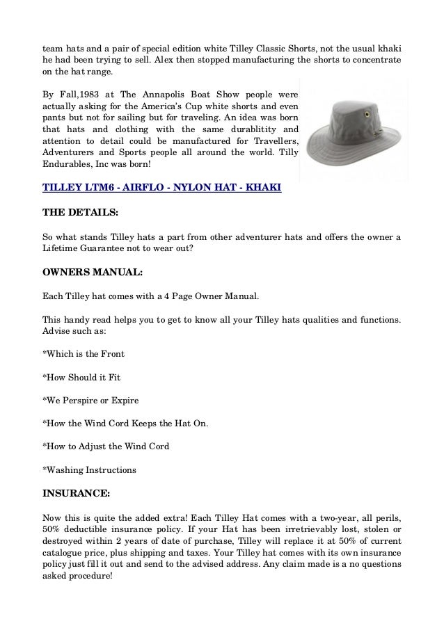 tilley hat lifetime guarantee