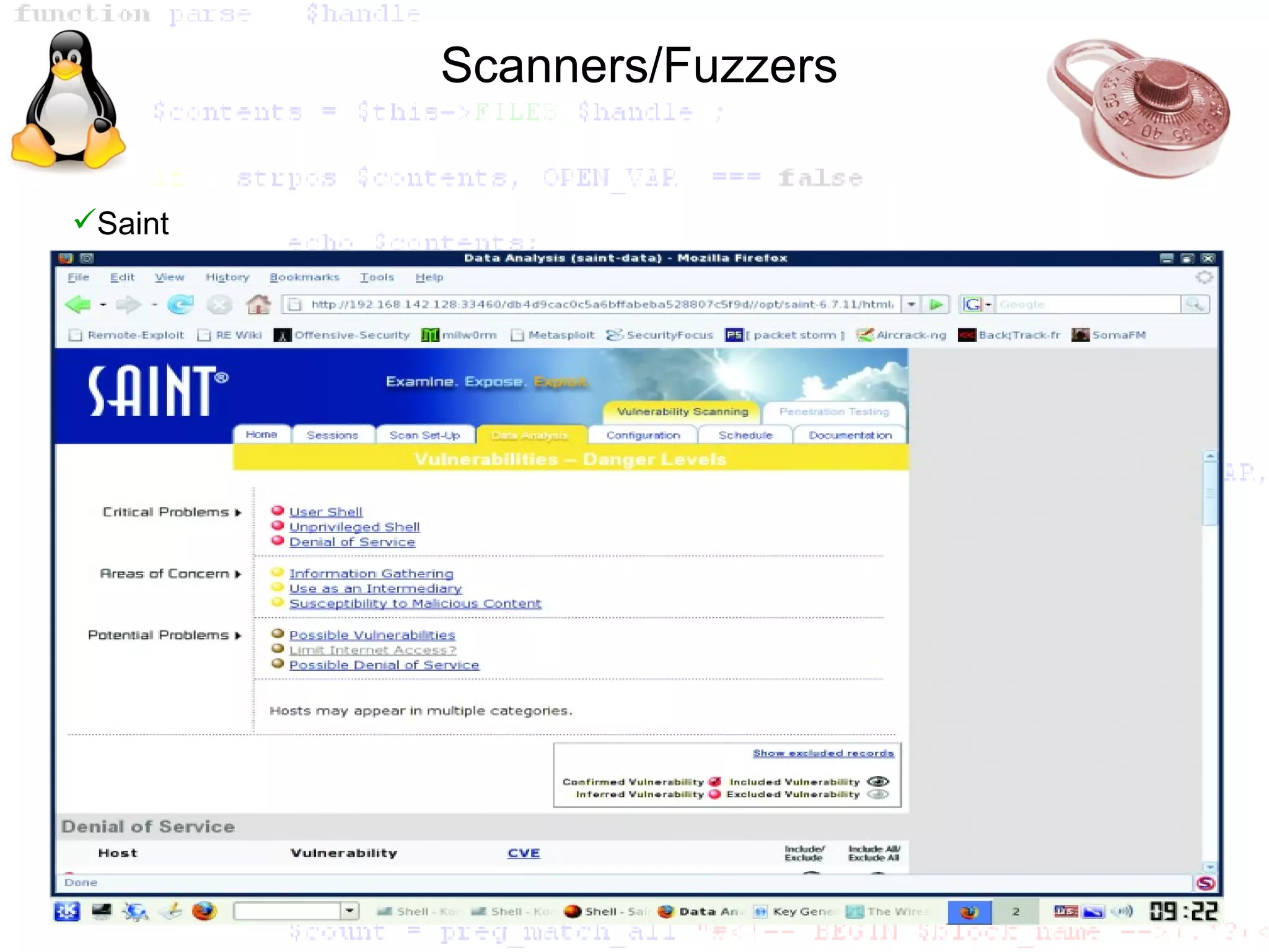 Scanners/Fuzzers


Saint
 