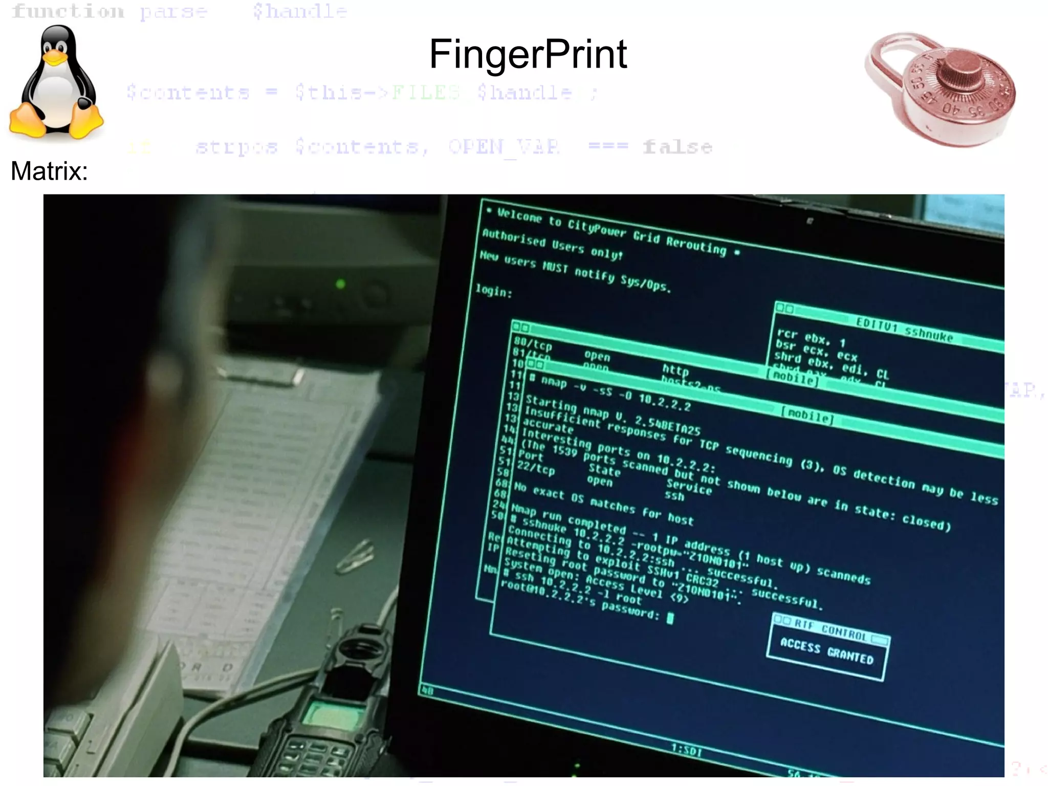 FingerPrint

Matrix:
 
