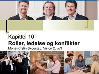 Kapittel 10
Roller, ledelse og konflikter
Mona-Kristin Skogstad, Visjon 2, vg3
Case: Reitangruppen. Og flere kilder.
 