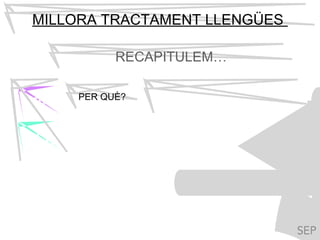 MILLORA TRACTAMENT LLENGÜES
PER QUÈ?
TIL
TILC
RECAPITULEM…
 