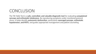 Tilt Table Testing Software TILT TABLE TEST ttttt cardiology medicine.pptx
