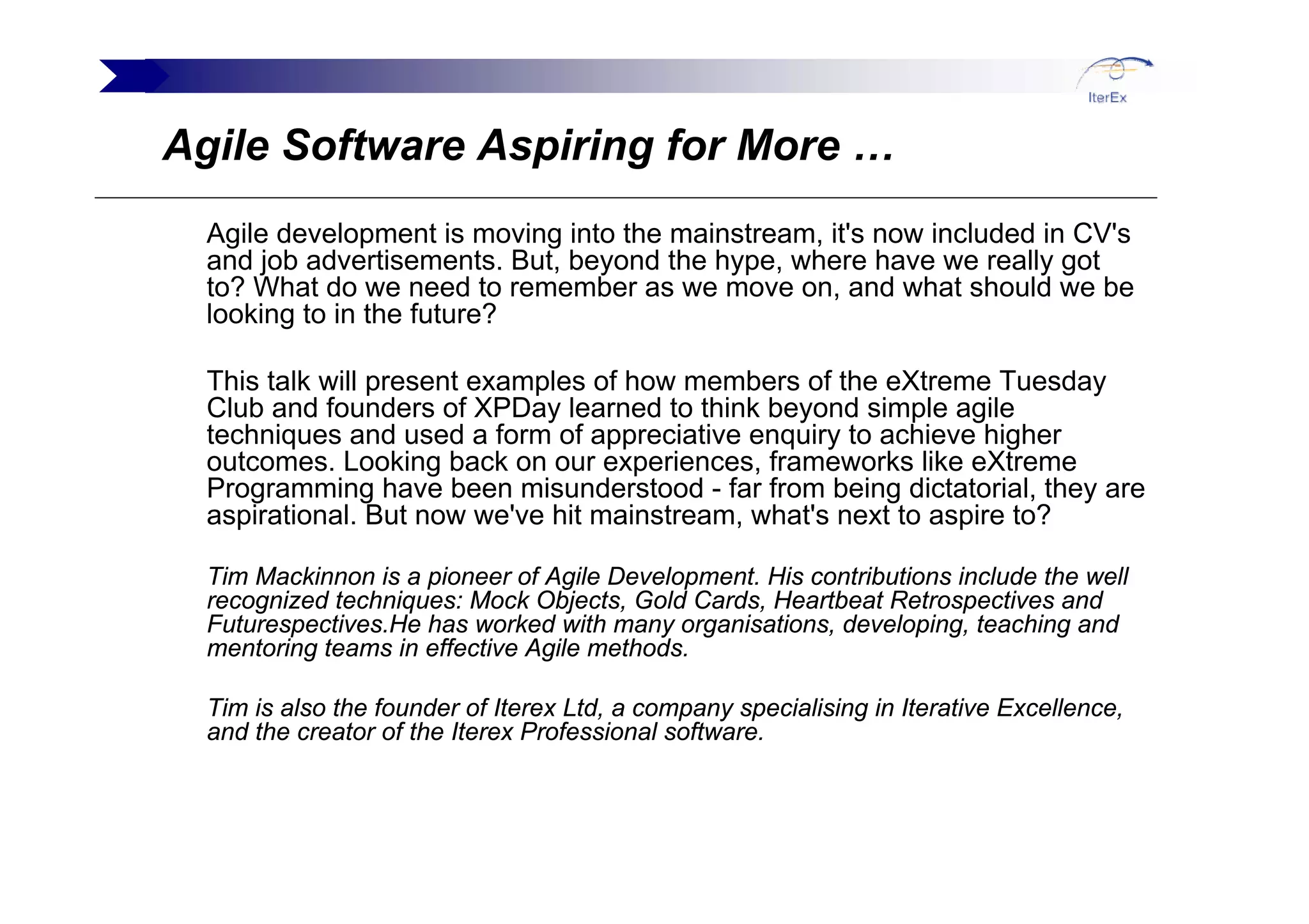 Tim Mackinnon Agile And Beyond