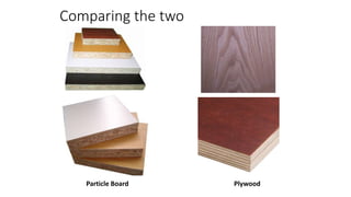 Comparing the two
Particle Board Plywood
 