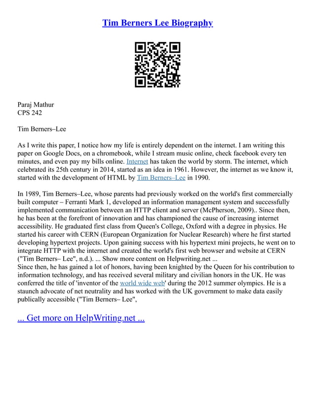 Tim Berners Lee Biography PDF