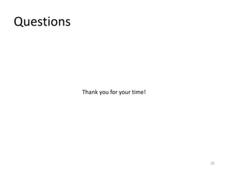 Questions
20
Thank you for your time!
 