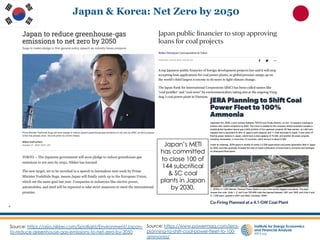 4
Japan & Korea: Net Zero by 2050
Source: https://asia.nikkei.com/Spotlight/Environment/Japan-
to-reduce-greenhouse-gas-emissions-to-net-zero-by-2050
Source: https://www.powermag.com/jera-
planning-to-shift-coal-power-fleet-to-100-
ammonia/
Japan’s METI
has committed
to close 100 of
144 subcritical
& SC coal
plants in Japan
by 2030.
 