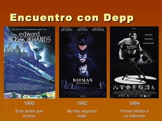 Encuentro con Depp




   1990             1992             1994
Emo antes que   No hay segundo   Primer tributo a
   el emo            malo         un referente
 