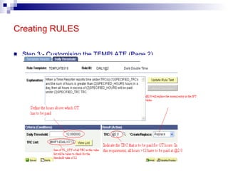 Creating RULES Step 3:- Customising the TEMPLATE (Page 2) 
