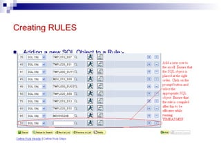 Creating RULES Adding a new SQL Object to a Rule :- 