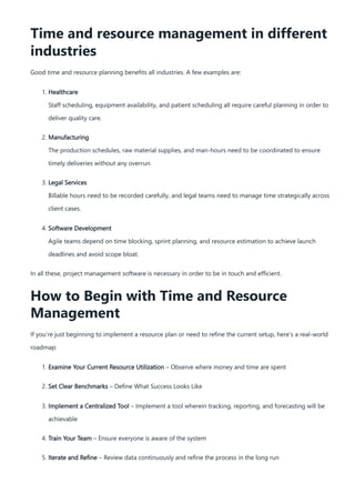Time and Resource Management: Why Is It Crucial Today? | PDF