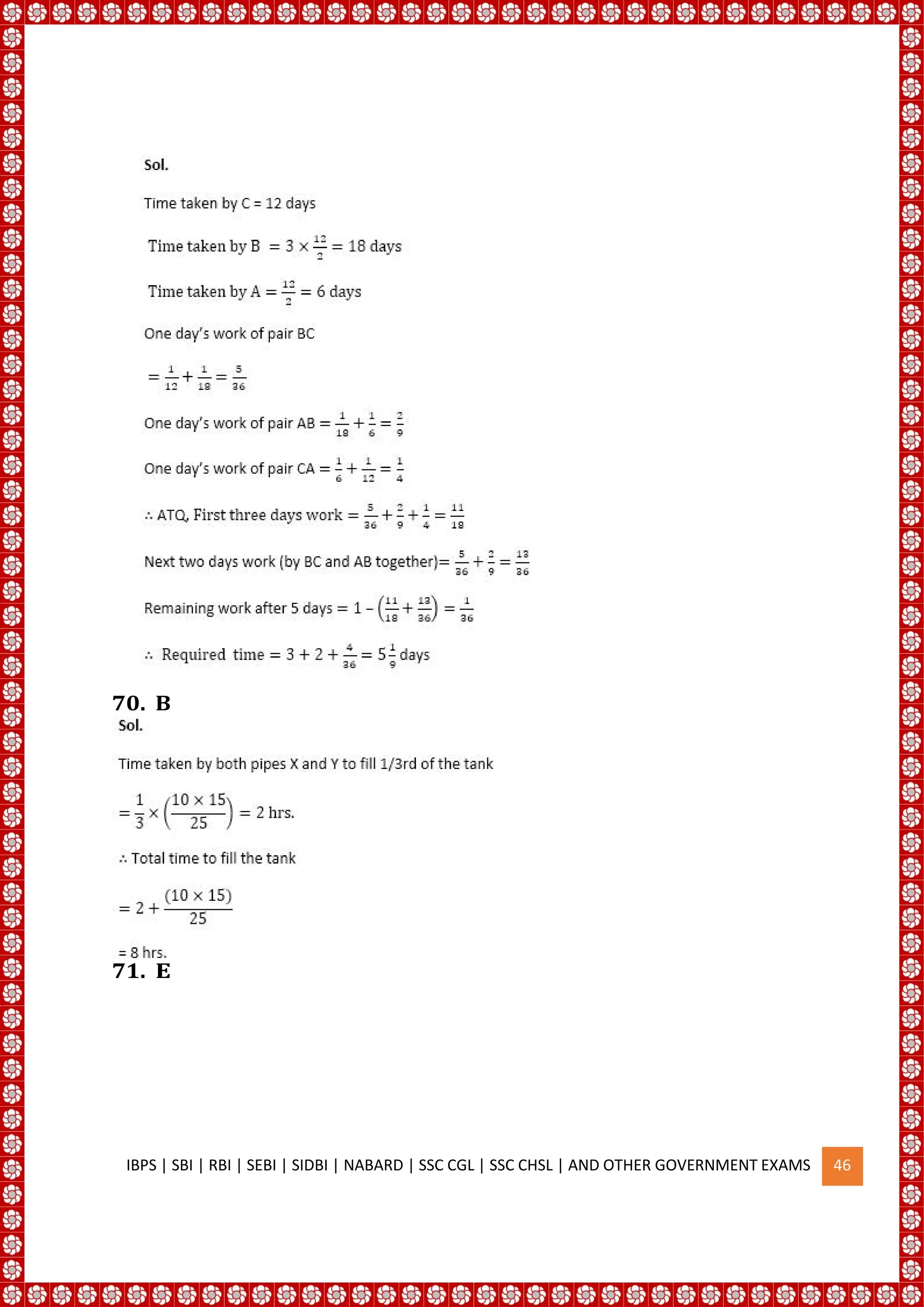 70. B
71. E
IBPS | SBI | RBI | SEBI | SIDBI | NABARD | SSC CGL | SSC CHSL | AND OTHER GOVERNMENT EXAMS 46
 