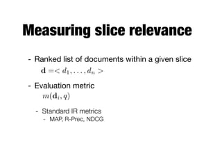 Overview
time
.87
.65
Slice
importance
2. Measuring
slice relevance
 