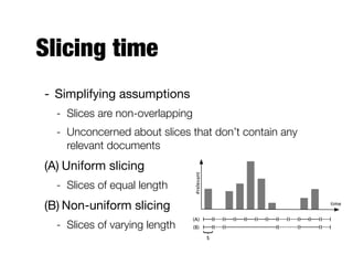 Overview
time
.87
.65
Slice
importance
1. Slicing time
 
