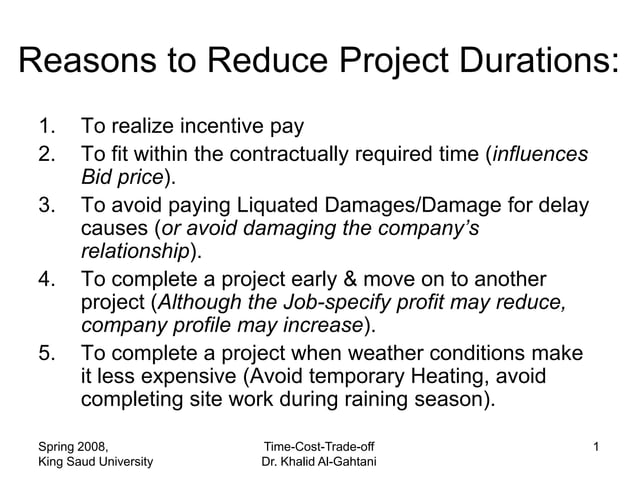 Time Cost Trade Off Ppsx Business Business And Finance