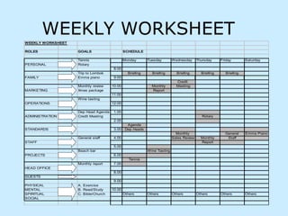 WEEKLY WORKSHEET 