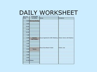 DAILY WORKSHEET 