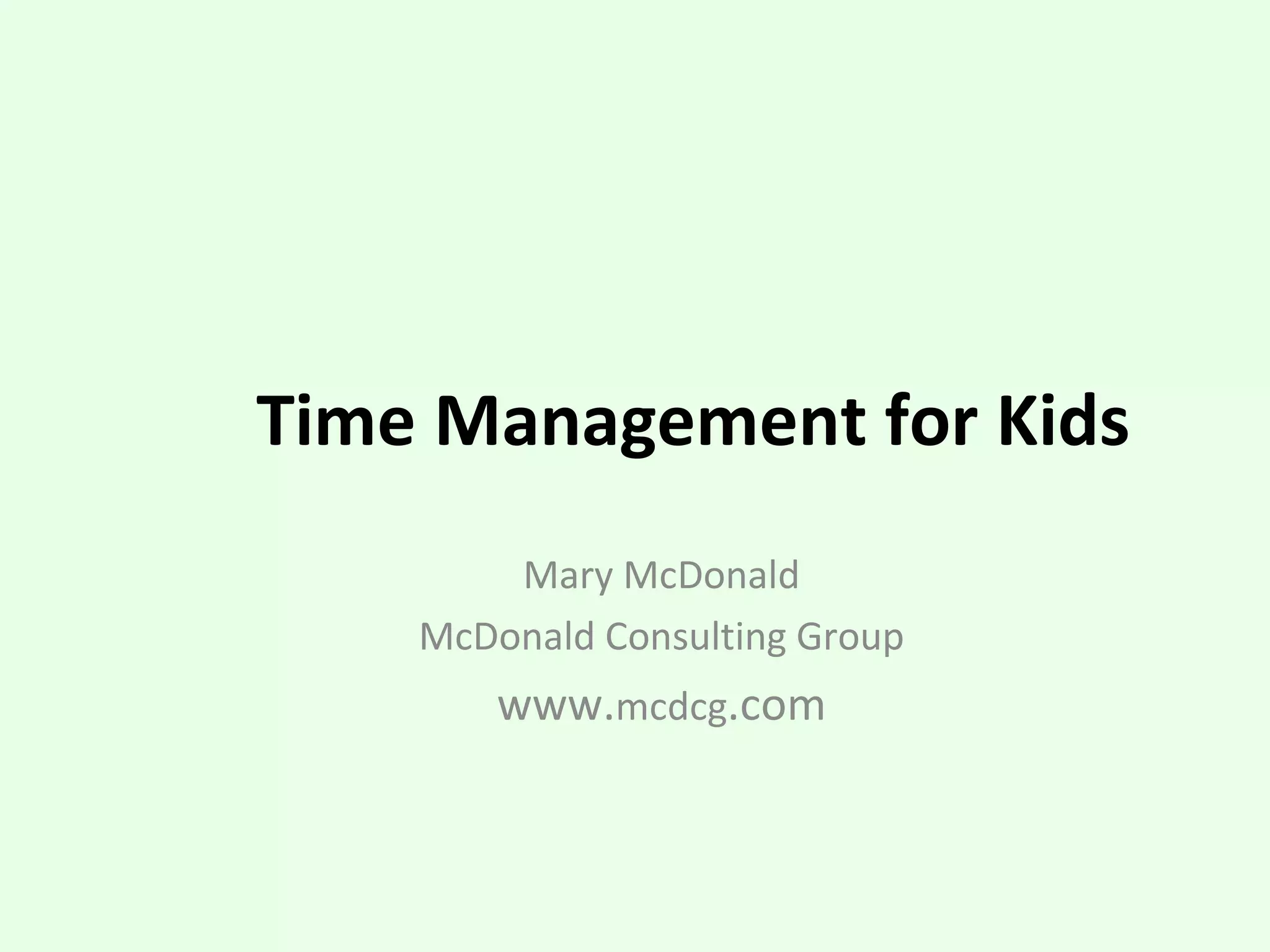 Time Management for Kids | PPT
