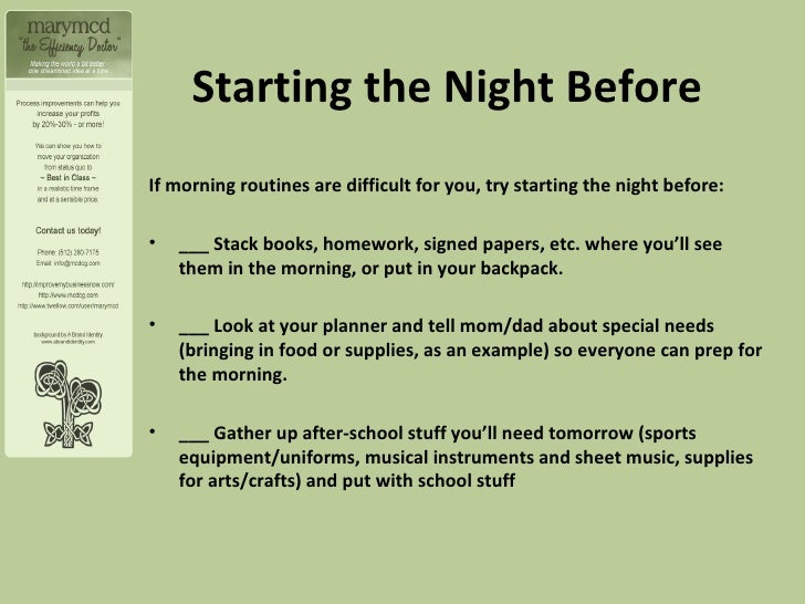 After School Time Management Chart