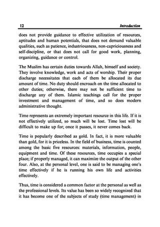 Time Management From Islamic And Administrative Perspective