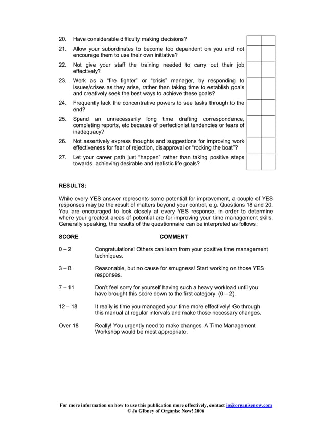 Time Management Quiz With Answers – JKJQJH
