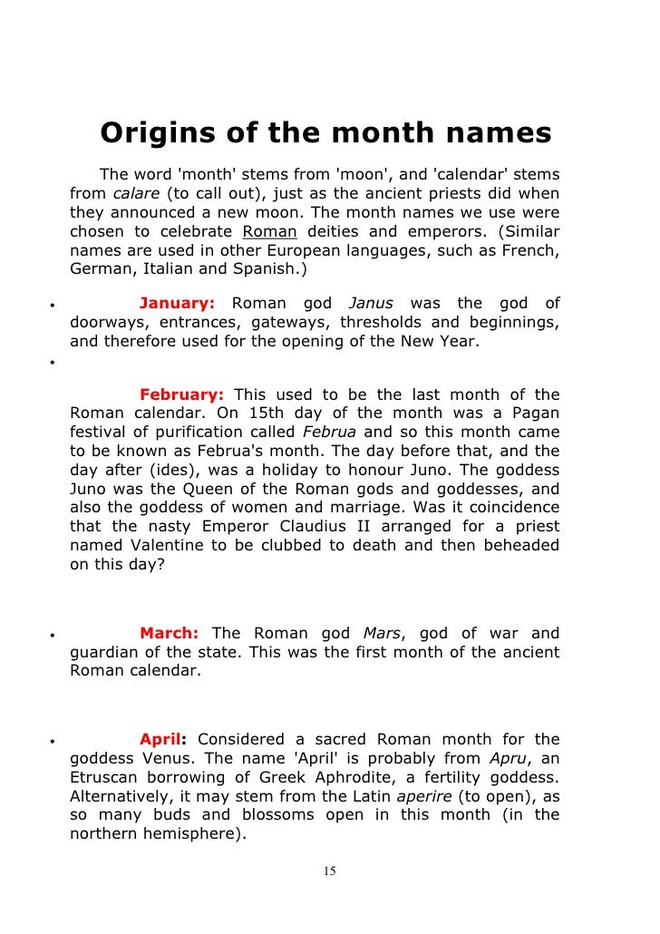 The time Measurement names adopted by Christians have a pagan origin!