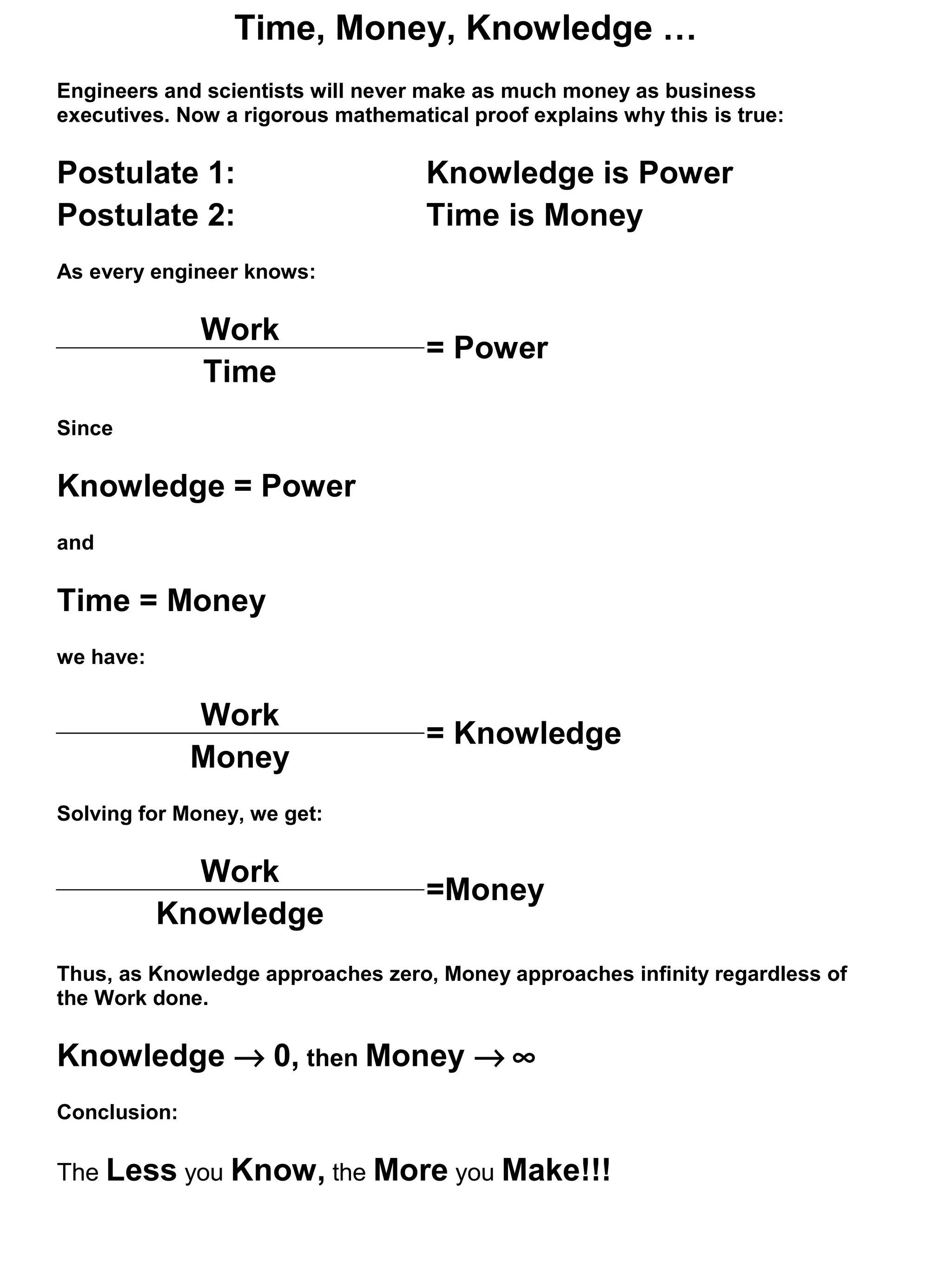 Time, Money And Knowledge | PPS