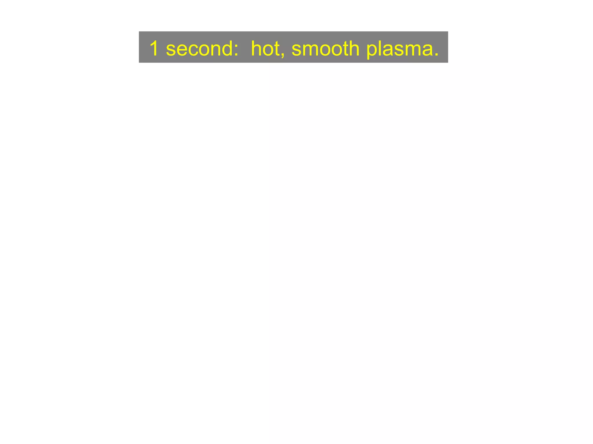 1 second: hot, smooth plasma.
 