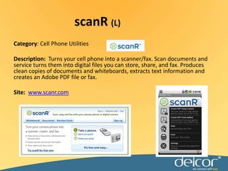 Sendible(D)Category:  Social MediaDescription:Sendible is a platform for engaging with customers, measuring results and monitoring your brand across multiple social media channels at once.Varied pricing plansApplications:MarketingSite: www.sendible.com