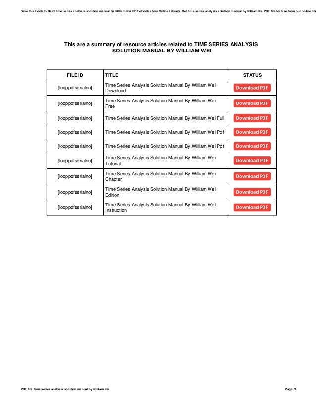Time series solution manual