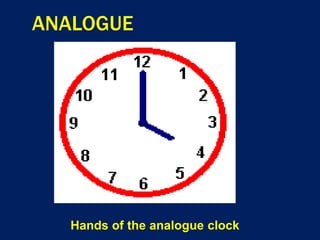 ANALOGUE
Hands of the analogue clock
 